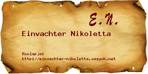 Einvachter Nikoletta névjegykártya
