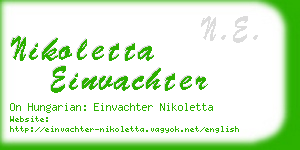 nikoletta einvachter business card